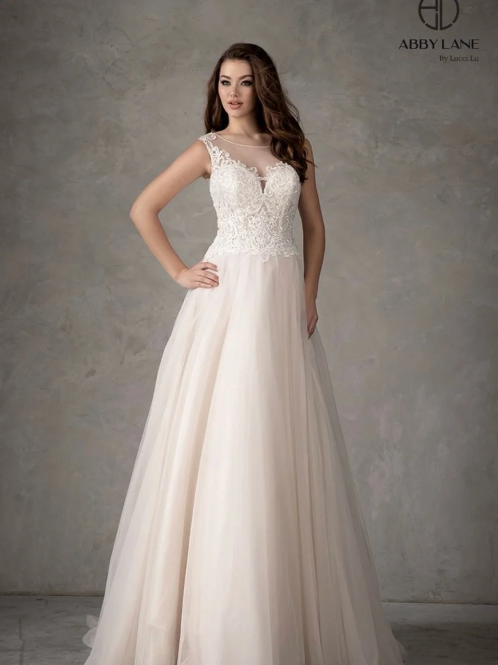 Blush Lace A-Line Wedding Dress